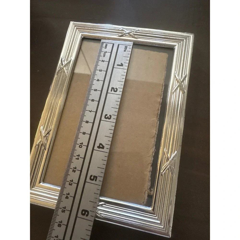 Argento SC Silver Ribbed Picture Frame 4x6 Crisscross X Design Tabletop Decor